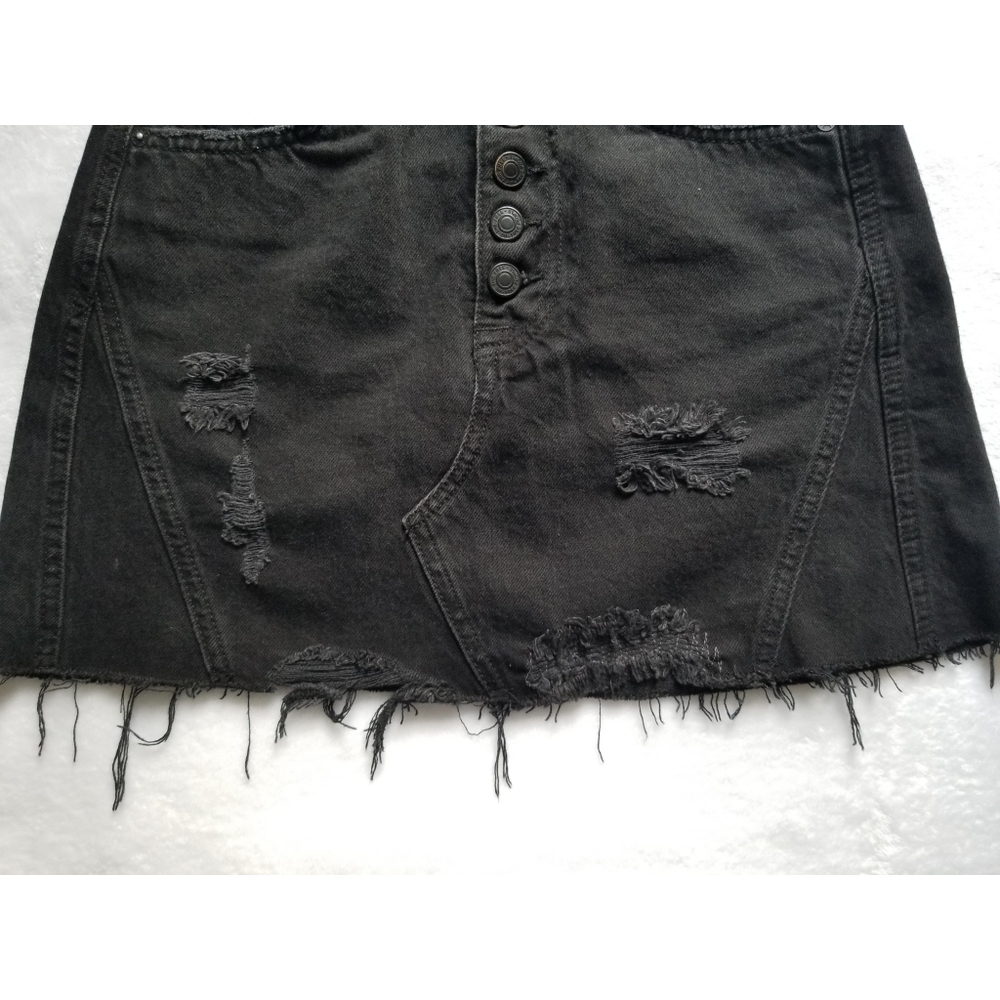 We the Free— Free People Denim A-line skirt in black - Picture 5 of 10